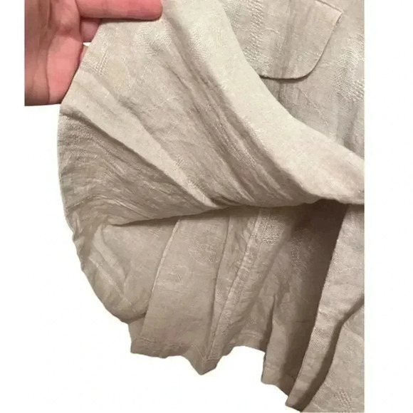 Eileen Fisher Beige Linen Jacquard Long Jacket - Picture 4 of 8